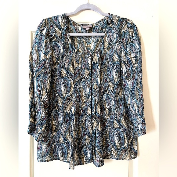 J. Jill Tops - J. Jill Rayon 3/4 Sleeve Paisley Print Blouse Women's Size Small